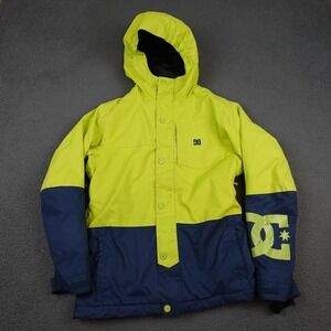 DC Shoes Snowboarding Jacket Youth Large 12 Yellow Navy Waterproof 10K Hooded